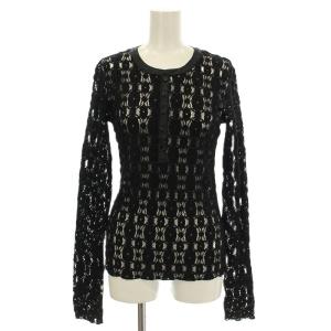 レースヘンリーネック カットソー 長袖 F 黒 ブラック 5412-271-0147 /G