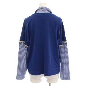 ALBEROBELLO Tシャツ カットソー 長袖 ボーダー 青 ブルー タートルネック 切替 132816 /YM