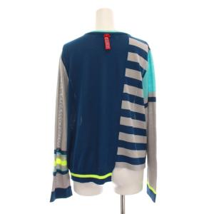 ALBEROBELLO ニット カットソー ボーダー ビジュー 長袖 グレー 青 ブルー /YM