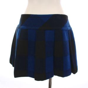 BURBERRY BLUE LABEL ラップスカート ミニ プリーツ チェック 38 青 ブルー 黒 ブラック E1S36-251-22 /YM