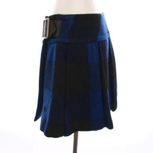 BURBERRY BLUE LABEL ラップスカート ミニ プリーツ チェック 38 青 ブルー 黒 ブラック E1S36-251-22 /YM