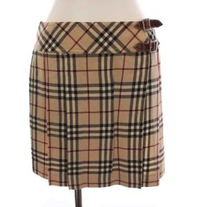 ラップスカート ミニ プリーツ ノバチェック 38 ベージュ 黒 赤 FLF59-621 /YM