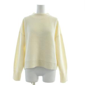 ニット セーター ラムウール混 ショート丈 ハイネック 長袖 Free 白 ホワイト UR07-22X012