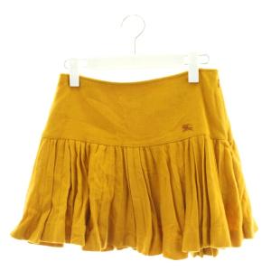 フレアスカート ミニ丈 ロゴ 刺繍 ウール 38 黄 イエロー /AN46