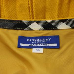 BURBERRY BLUE LABEL フレアスカート ミニ丈 ロゴ 刺繍 ウール 38 黄 イエロー /AN46