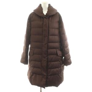 サテンタフタ ロングダウンコート ロング丈 フード アウター 50 茶 ブラウン CMWRKW0502