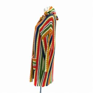 Jocomomola de Sybilla ニットカーディガン フード付き ロング丈 ストライプ柄 40 L マルチカラー オレンジ /HO41