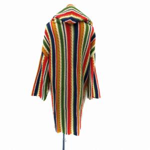 Jocomomola de Sybilla ニットカーディガン フード付き ロング丈 ストライプ柄 40 L マルチカラー オレンジ /HO41