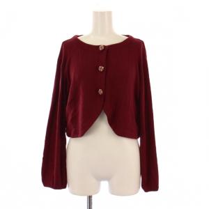 ニット カーディガン 長袖 ウール 40 赤 /BM