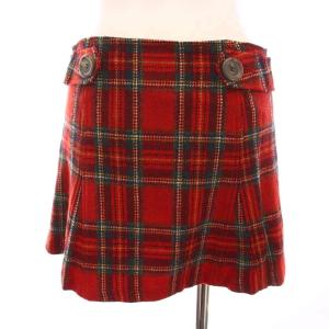 ミニスカート ウール チェック 38 赤 レッド FLF23-659-16 /YM