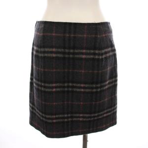 BURBERRY BLUE LABEL ミニスカート チェック ウール 38 グレー ピンク FXF05-802 /YM