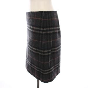 BURBERRY BLUE LABEL ミニスカート チェック ウール 38 グレー ピンク FXF05-802 /YM