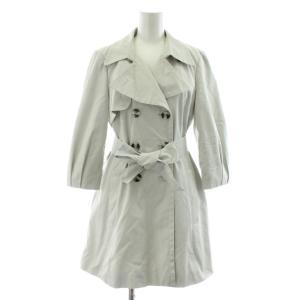 トレンチコート ロング 七分袖 42 ライトグレー ベルト付き /KU