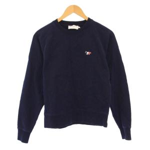 スウェット トレーナー 長袖 クルーネック ロゴ 刺繍 ワンポイント S 紺 ネイビー /BB