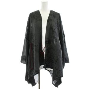 先染 梳毛 きさらぎ カーディガン 花柄 ウール F グレー /AN31