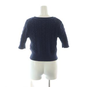 JILL by JILLSTUART 半袖コットンブレンドケーブルニット カットソーブルー 青 ネイビー ボートネック ロゴ刺繍 125-4170045