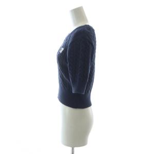 JILL by JILLSTUART 半袖コットンブレンドケーブルニット カットソーブルー 青 ネイビー ボートネック ロゴ刺繍 125-4170045