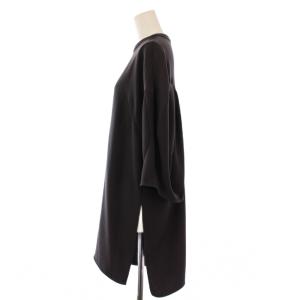 ENFOLD ソフトダブルサテン立体SLEEVE PULLOVER プルオーバー カットソー 長袖 クルーネック ストレッチ