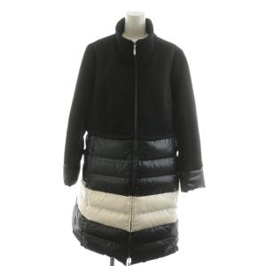 ダウンコート ロング丈 ジップアップ 切り替え アウター 44 黒 ブラック 白 ホワイト 858727-68