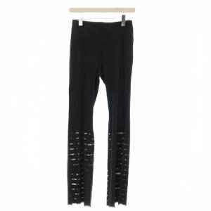 イッセイミヤケ リブ レギンスパンツ ストレッチ イージーパンツ 透かし パンツ 5 黒 ブラック PP02LF904