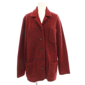 ニットジャケット ペイズリー柄 ウール混 M 赤 レッド /G