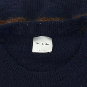 PAUL SMITH ニット セーター 長袖 マルチボーダー柄 ウール モヘヤ混 XL 紺 ネイビー マルチカラー 283412