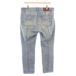 BRUNELLO CUCINELLI TRADITIONAL FIT デニムパンツ ジーンズ ジップフライ ダメージ加工 レザーパッチ ロゴパッチ