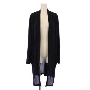 ニットカーディガン ロング丈 長袖 前開きトッパー シアー シースルー ストレッチ 無地 ワンカラー 13