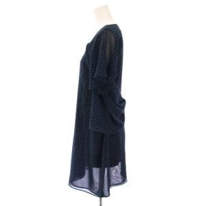 Leilian シャツ ブラウス プルオーバー 半袖 フレンチスリーブ クルーネック シアー シースルー フリル ドット柄