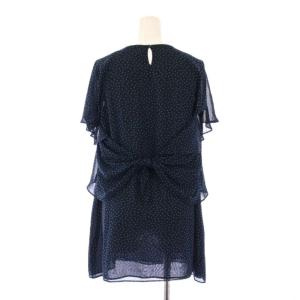 Leilian シャツ ブラウス プルオーバー 半袖 フレンチスリーブ クルーネック シアー シースルー フリル ドット柄