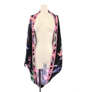 カーディガン 花柄 F ブラック