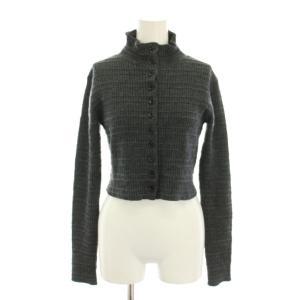 ニットカーディガン ショート丈 ハイネック ウール S グレー 35-02-84-02101 120055