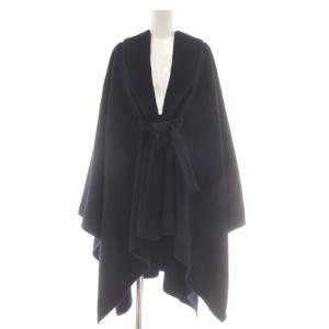 ポンチョ コート ウール混 38 紺 ネイビー /AU