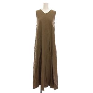 ワンピース ノースリーブ ロング リネン 36 茶色 ブラウン 23-06-02-06302 /YM