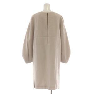 ADORE ワンピース ロング 38 ベージュ ボートネック バルーンスリーブ ボリュームスリーブ サイドスリット