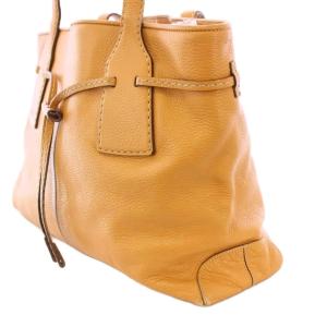 TOD'S トートバッグ ハンドバッグ レザー ロゴ 型押し ワンカラー 茶 ブラウン /BB