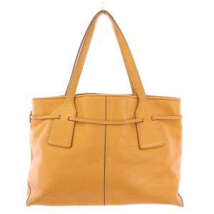 TOD'S トートバッグ ハンドバッグ レザー ロゴ 型押し ワンカラー 茶 ブラウン /BB