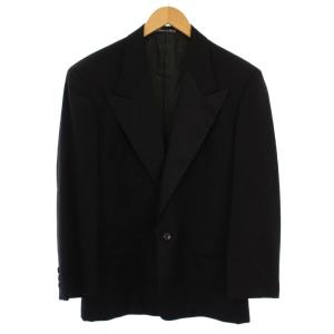 テーラードジャケット 総裏地 シングル 1B 切替 サテン ウール 46REG 黒 /BM