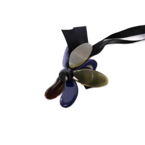 フラワーモチーフネックレス ペンダント カーキ 青 /KH