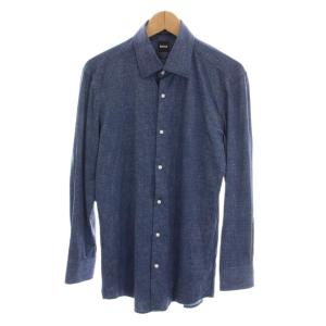 SLIM FIT シャツ 長袖 40 M 青 ブルー /YM