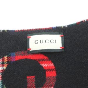 GUCCI マフラー チェック柄 ウール カシミヤ混 レッド グリーン 597530