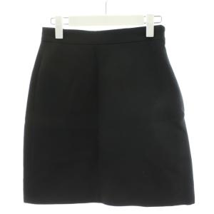 台形スカート ミニ丈 ウール シルク 絹 38 黒 ブラック /AN27