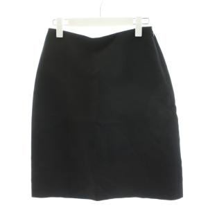台形スカート ミニ丈 ウール シルク 絹 38 黒 ブラック /AN29