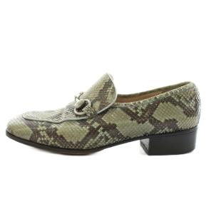 GUCCI ホースビット ローファー モカシン パイソンレザー 36 緑 グリーン 0405 /AN15
