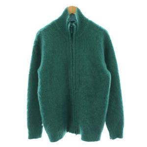 Zipped Mohair Cardigan ニットカーディガン ジップアップ モヘヤ混 M 緑 グリーン