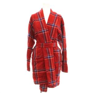 ロングコート ガウン ルームウェア ウール F 赤 レッド チェック柄 /AJ