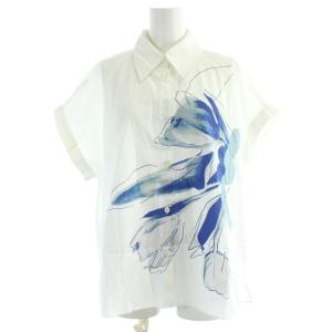 半袖シャツ ブラウス 薄手 40 白 ホワイト 花柄 WF-6*-85576 /AP