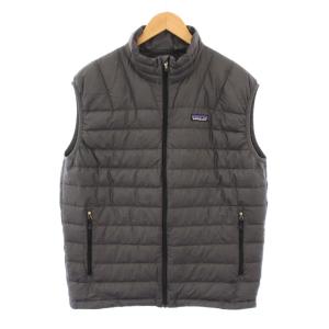 ダウンベスト スタンドカラージャケット アウター ジップアップ ロゴ M グレー /BB