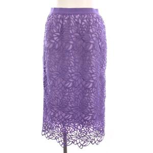 22SS タイトスカート ロング 花柄 総レース 40 紫 パープル カットワーク M5S15-743-36