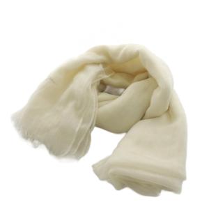 ストール フリンジ カシミヤ 白 ホワイト /AN13